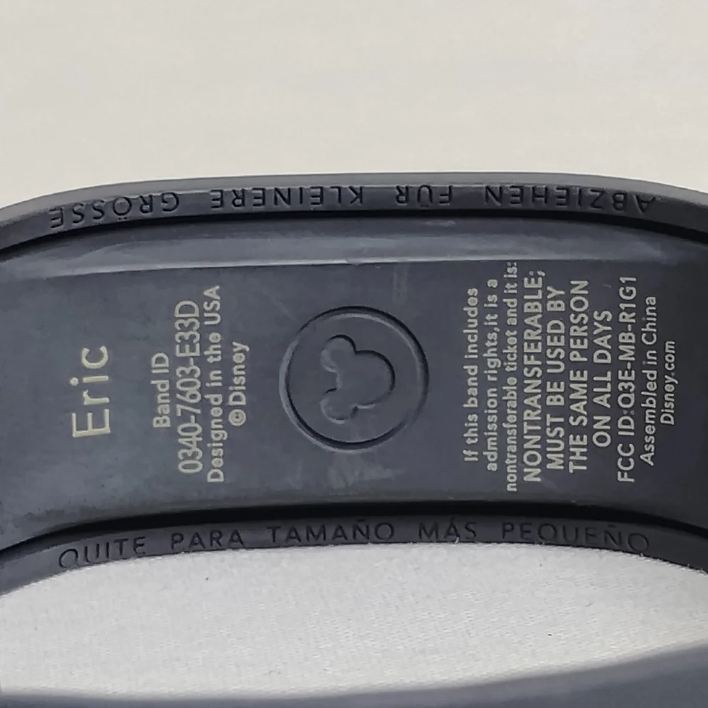Disney Magic Bands Gray "Eric" Mickey Mouse Park Admission Band ID Bracelet - Picture 8 of 9
